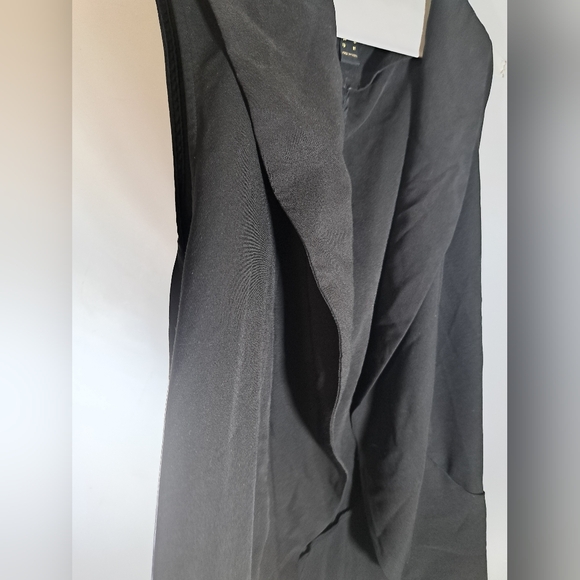 Revamped Black Long Open Front Collared Vest With Pockets Size Medium - Picture 3 of 7